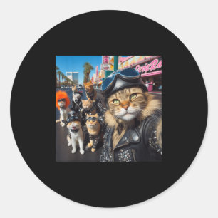 Funny Biker Cats Gangster Cats Street Motorcycle C Classic Round Sticker