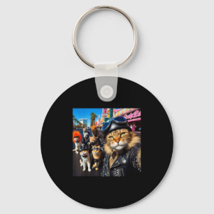 Funny Biker Cats Gangster Cats Street Motorcycle C Key Ring