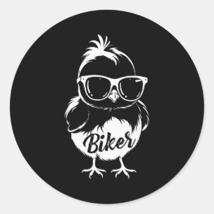 Funny Biker Motorcycle Chick Rider Motorbike Women Classic Round Sticker