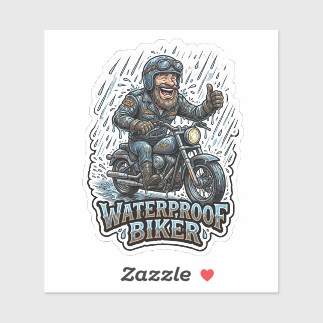 Funny Biker Sticker - Waterproof Biker Rain Ride (Sheet)