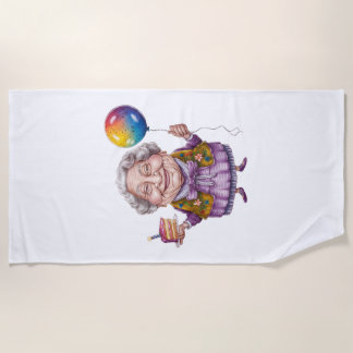 Funny Biking Grandma Birthday Party Art Beach Towel