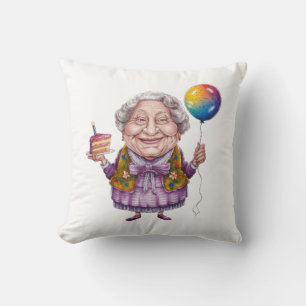 Funny Biking Grandma Birthday Party Art Cushion