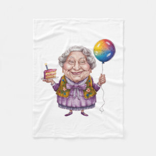 Funny Biking Grandma Birthday Party Art Fleece Blanket