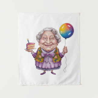 Funny Biking Grandma Birthday Party Art Tapestry