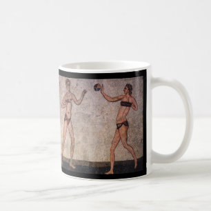 Funny Bikini Beach Volleyball Old Roman Mosaic Pic Coffee Mug