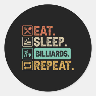 Funny Billiard Game 9-ball Player Dad Cue Stick Lo Classic Round Sticker