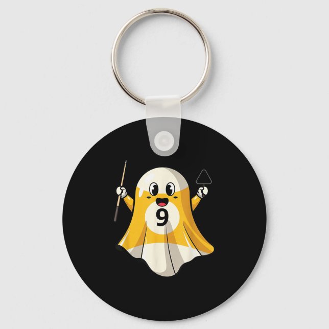 Funny Billiard Ghost Pumpkin Boo Halloween Kids Me Key Ring (Front)