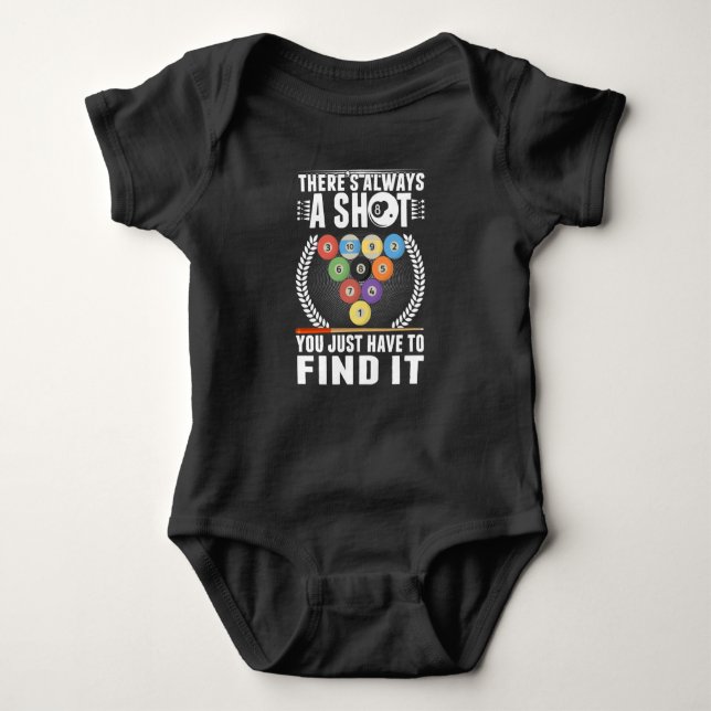 Funny Billiard Joke Cue Snooker Pool Player Baby Bodysuit (Front)