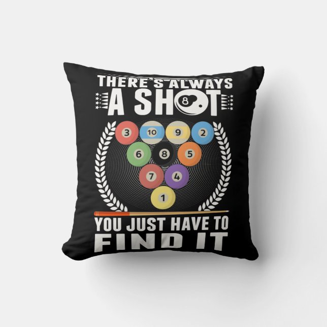 Funny Billiard Joke Cue Snooker Pool Player Cushion (Front)