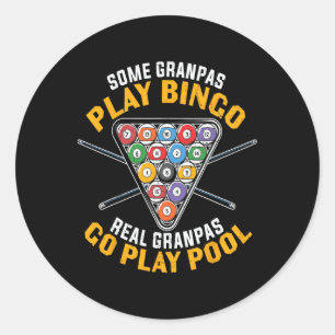 Funny Billiard Pool Grandpa Professional Billiard  Classic Round Sticker