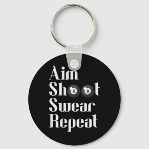 Funny Billiards 8-ball Pool Player Aim Shoot Swear Key Ring