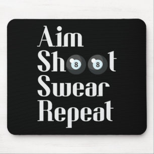 Funny Billiards 8-ball Pool Player Aim Shoot Swear Mouse Pad