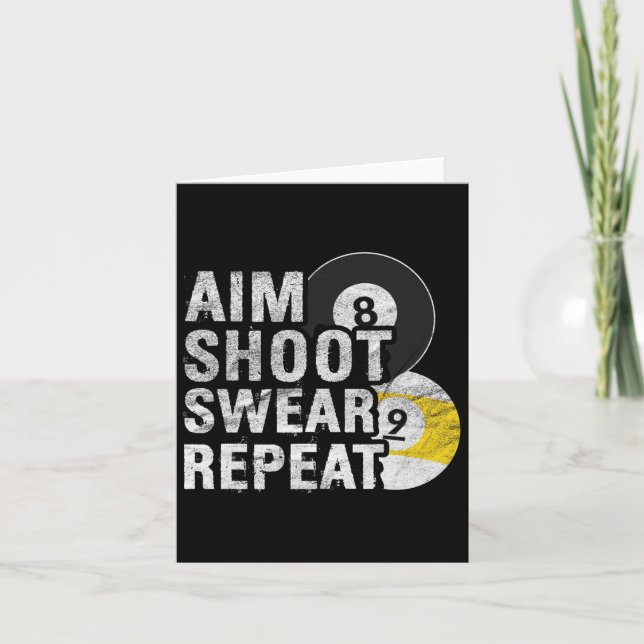 Funny Billiards Aim Shoot Swear  Card (Front)