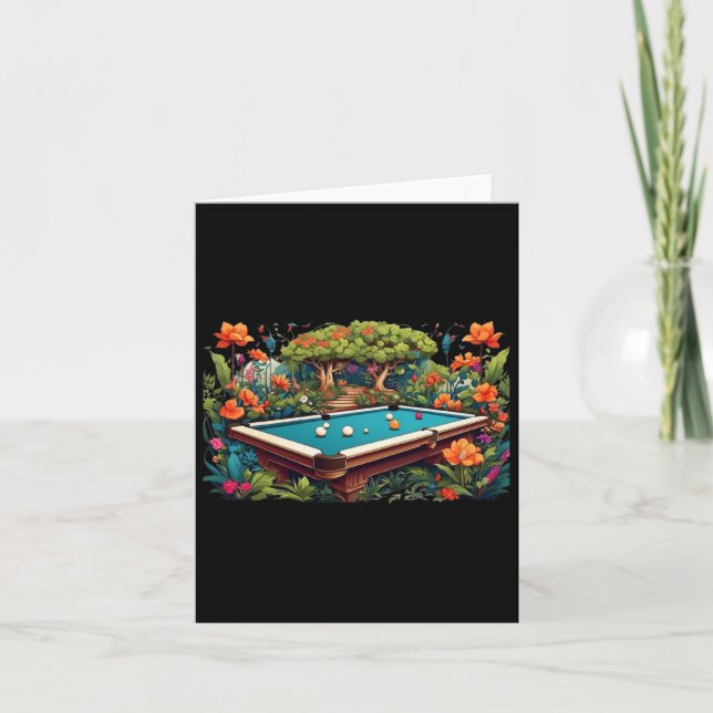 Funny Billiards Art Billiards Playing Pool Players Card (Front)