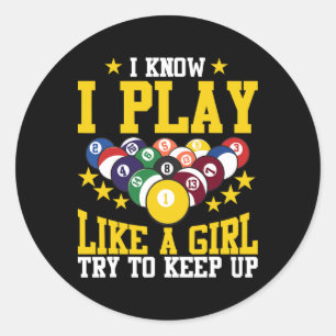 Funny Billiards Design For Girl Women Billiards Po Classic Round Sticker