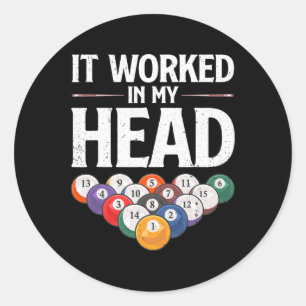 Funny Billiards Design For Men Women Cue Sport Poo Classic Round Sticker