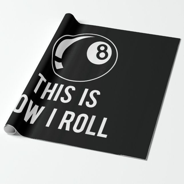Funny Billiards Design For Pool Players Retro 8 Ba Wrapping Paper (Unrolled)