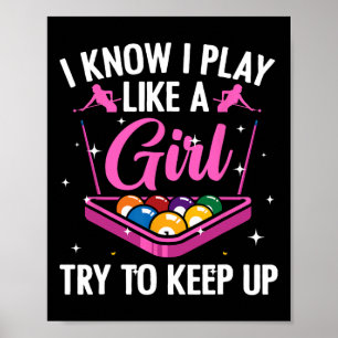 Funny Billiards Design For Women Ladies Girls Pool Poster