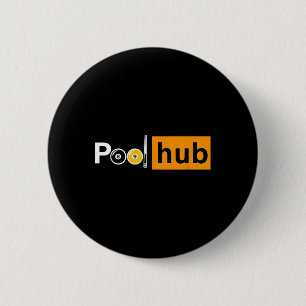 Funny Billiards Game - Pool Hub - Billiard And Cue 6 Cm Round Badge