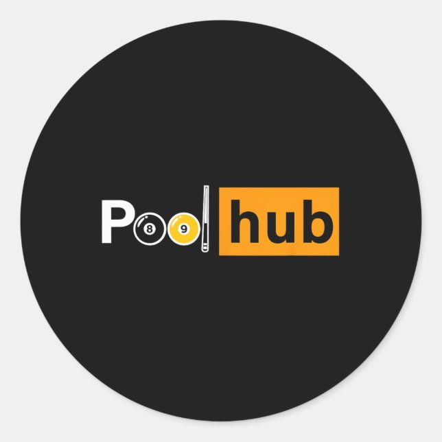 Funny Billiards Game - Pool Hub - Billiard And Cue Classic Round Sticker (Front)