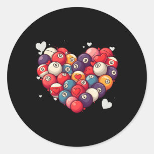 Funny Billiards Heart Valentine Billiard Womens Me Classic Round Sticker