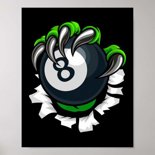 Funny Billiards Nails Art Billiards Playing Pool P Poster (Front)