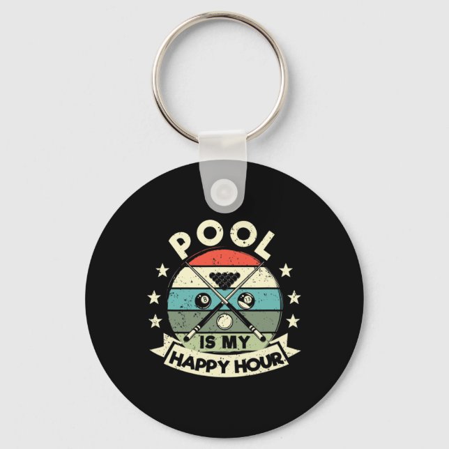 Funny Billiards Player Billard 8-ll Pool Is My Hap Key Ring (Front)