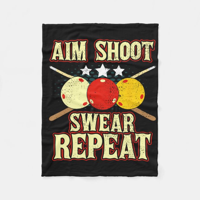 Funny Billiards Player Routine Aim Shoot Swear Rep Fleece Blanket (Front)