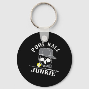 Funny Billiards Pool Hall Junkie For Pool Players  Key Ring