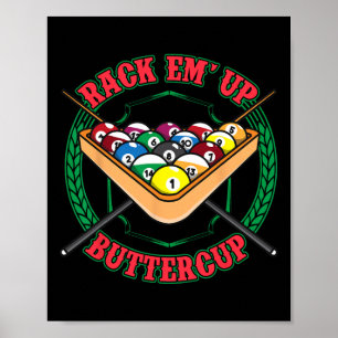 Funny Billiards Pool Hall Snooker Rack Em Up Butte Poster