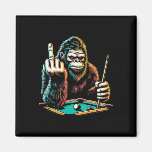 Funny Billiards Pool Player Retro Bigfoot Sasquatc Magnet