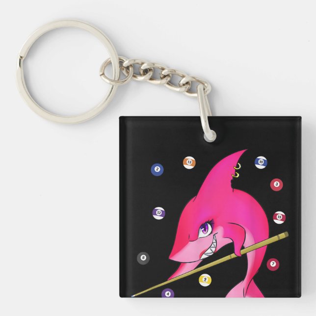 Funny Billiards Pool Shark Female Key Ring (Front)