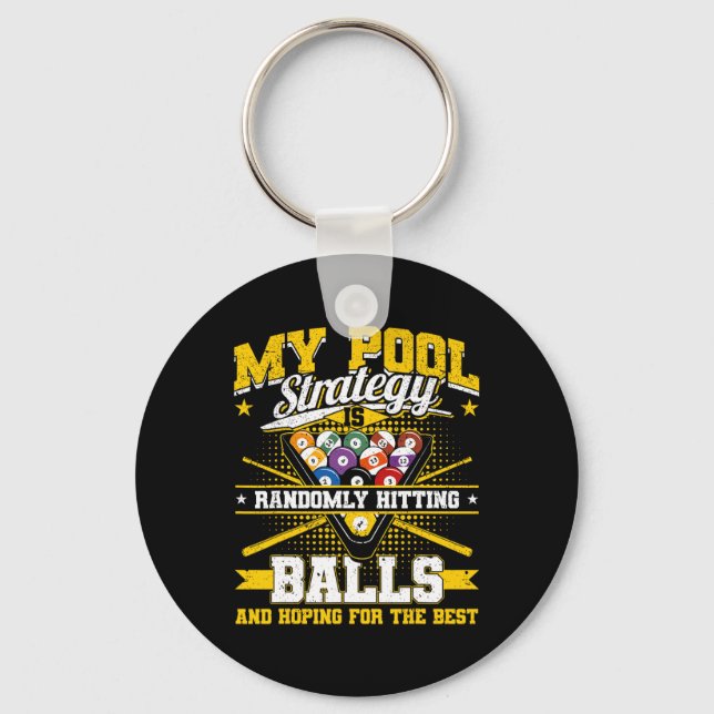 Funny Billiards Pool Strategy Randomly Hitting Men Key Ring (Front)