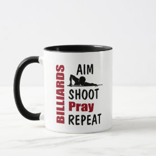 Funny Billiards Pool Table Aiming Joke Mug