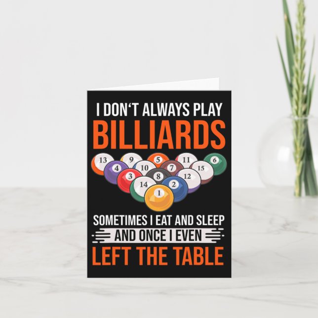 Funny Billiards Saying With Pool Table For Billiar Card (Front)