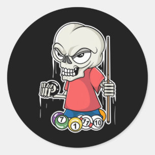 Funny Billiards Skull I Snooker Pool Player Gifts  Classic Round Sticker