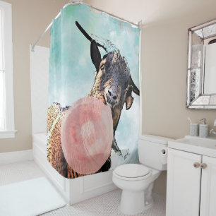 Funny Billy Goat  Bubbles with Bubblegum Shower Curtain