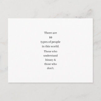 Funny Binary Math Computing Joke Gift Postcard