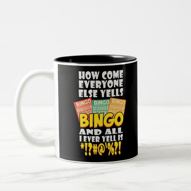 Funny Bingo Player Gift Two-Tone Coffee Mug (Left)