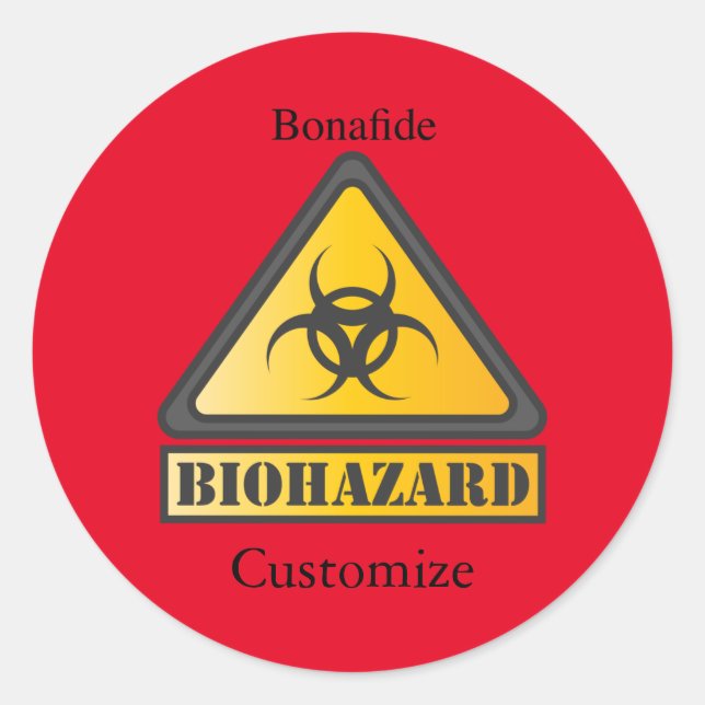 Funny Biohazard Warning SignThunder_Cove Classic Round Sticker (Front)