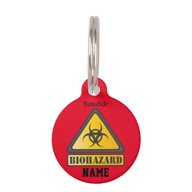 Funny Biohazard Warning SignThunder_Cove Pet Tag (Front)