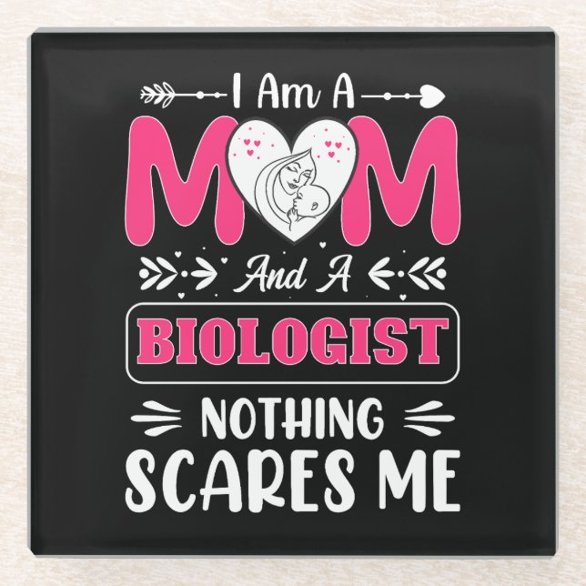 Funny Biologist Mum, Biologist Mum Funny Glass Coaster (Front)