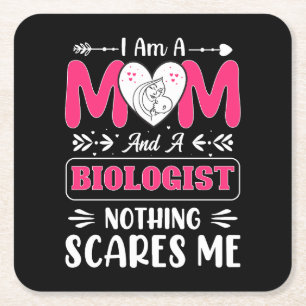 Funny Biologist Mum, Biologist Mum Funny Square Paper Coaster