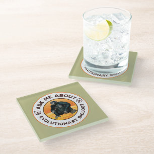 Funny Biology Teacher Evolution Humour Gift Glass Coaster