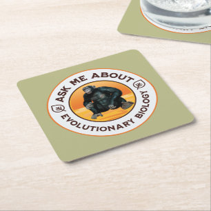 Funny Biology Teacher Evolution Humour Gift Square Paper Coaster