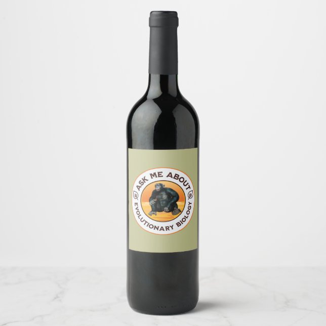 Funny Biology Teacher Evolution Humour Gift Wine Label (Front)