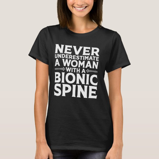 Funny Bionic Spine Surgery Recovery Gift Back Spin T-Shirt (Front)