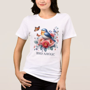 Funny bird aholic add text Tri-Blend shirt
