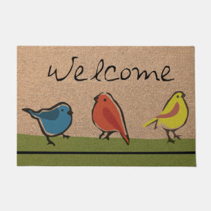 Funny Bird Doormat, Bird Lover Mat, Colourful Bird Doormat
