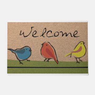 Funny Bird Doormat, Bird Lover Mat, Colourful Bird Doormat